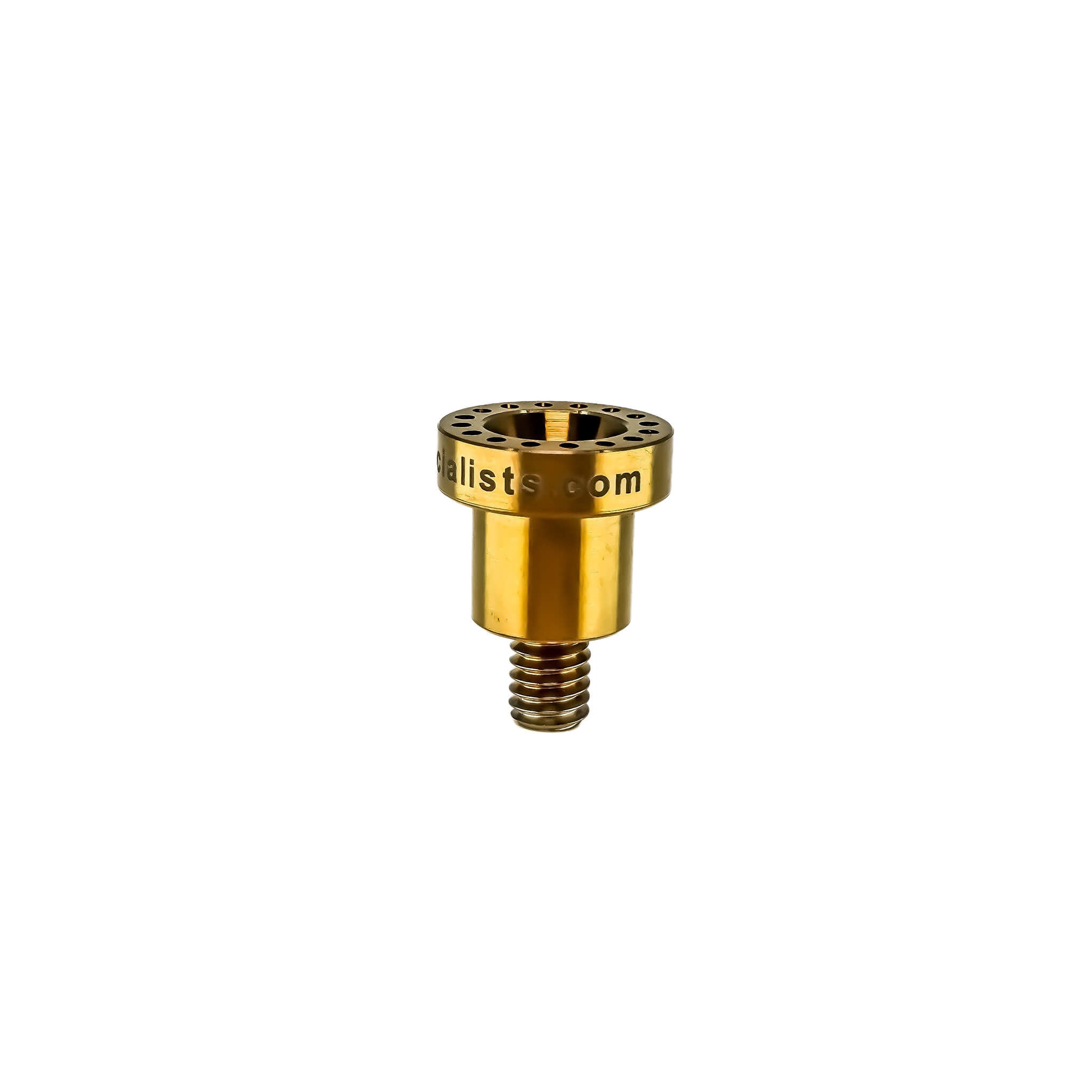 Titanium Dab Nail 16-hole | Side Nail View | Anodized Amber | Dabbing Warehouse