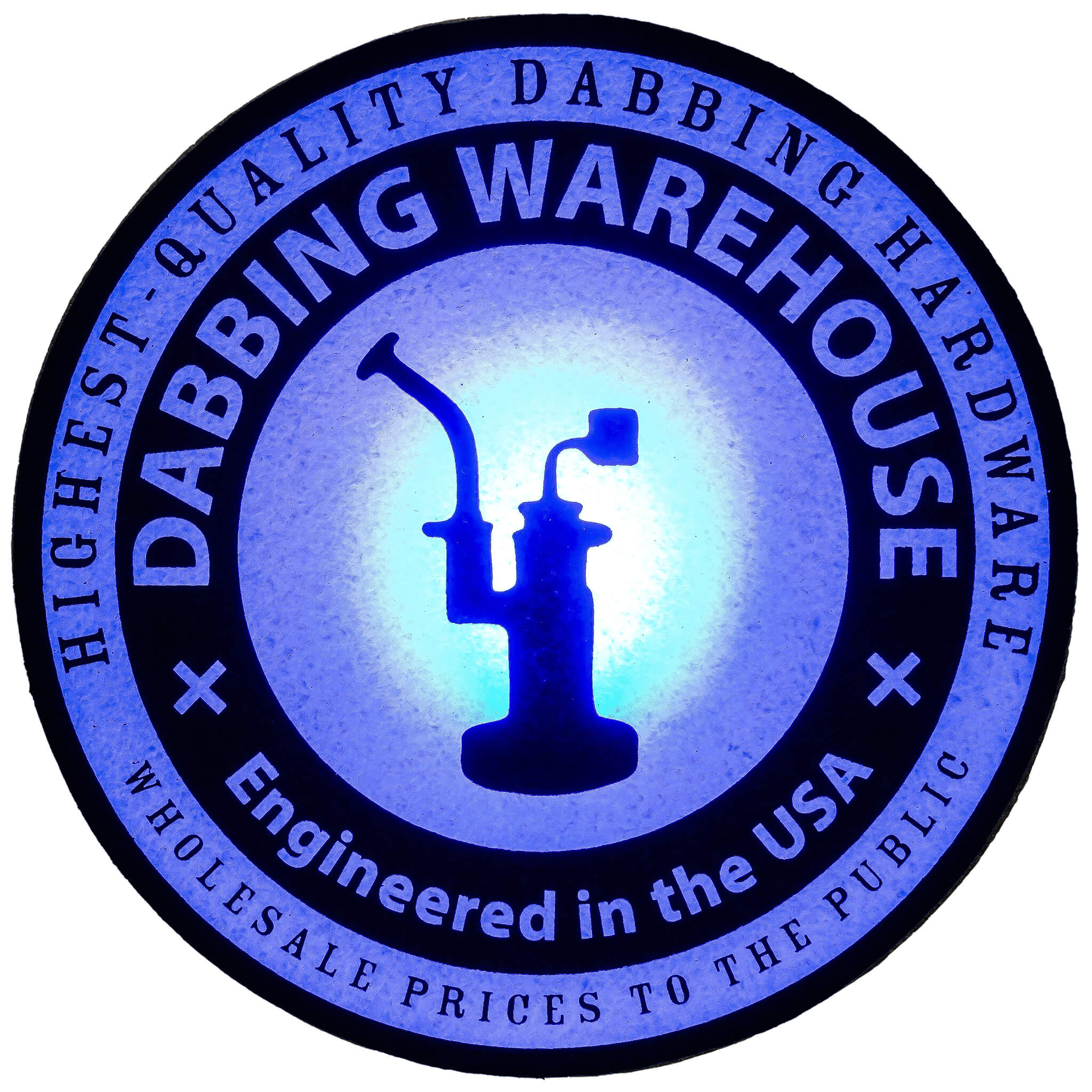 12" moodmat Dabbing Warehouse Logo | Front Face UV Reactive View | DW