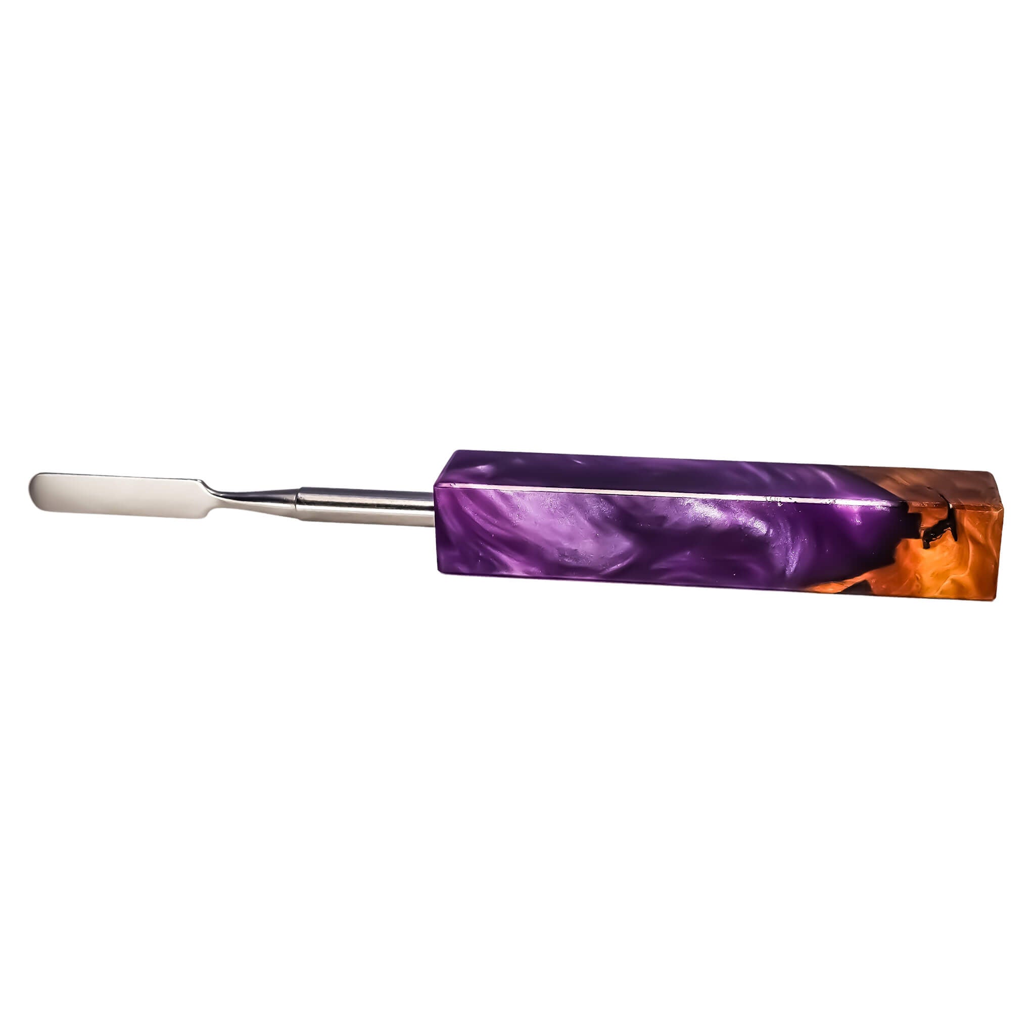Rounded Blade Titanium Dabber Tool | Purple & Wood Profile View | Dabbing Warehouse