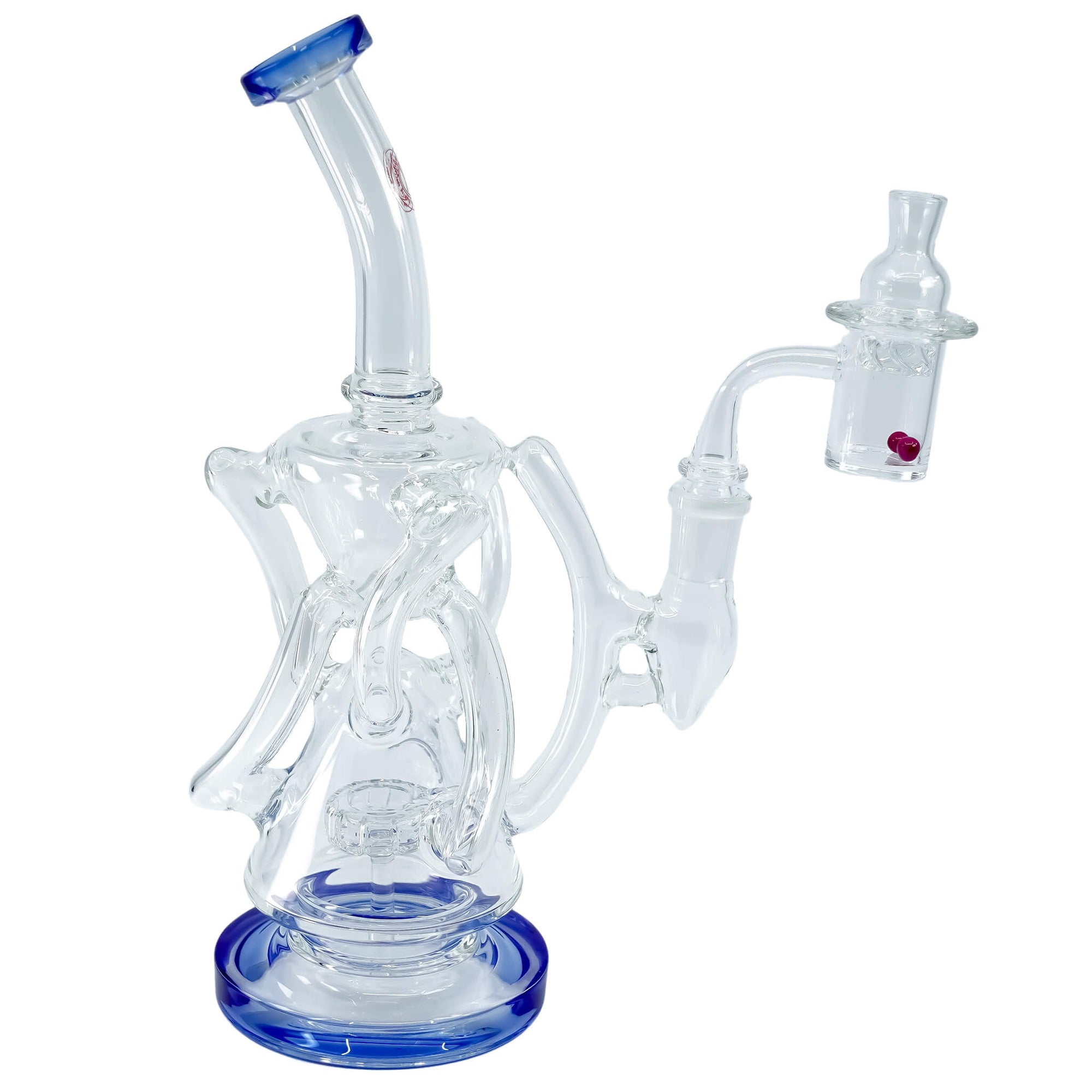 Trifecta 25mm Handmade Joint Complete Dabbing Kit #1 | Blue With Ruby Pearls View | DW