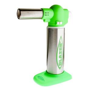 Blazer Big Buddy Torch | Stainless & Green View | Dabbing Warehouse