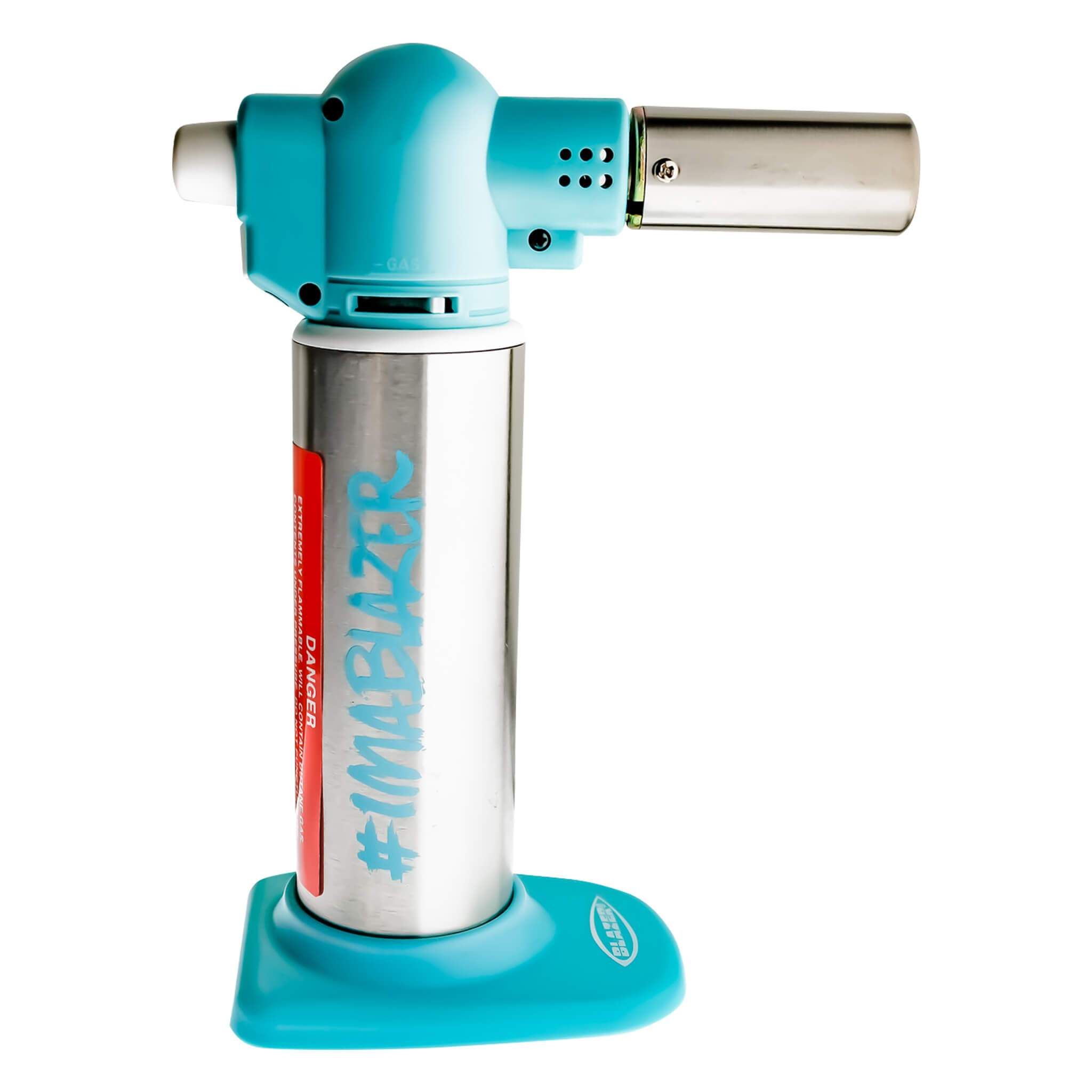 Blazer Big Buddy Torch | Stainless & Teal View | Dabbing Warehouse