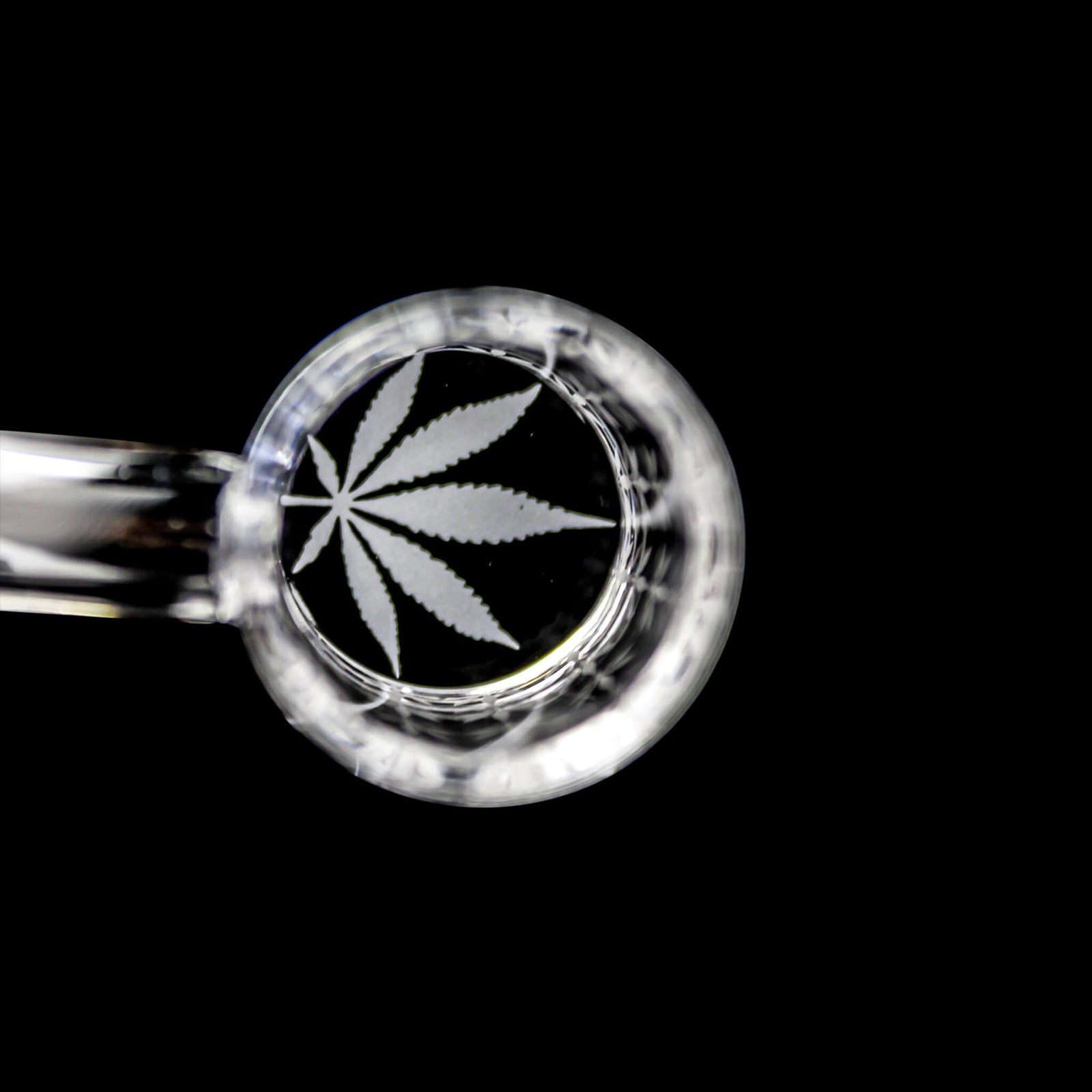 25mm Quartz Banger - Beveled Edge - Weed Leaf Bottom | Side By Side Bucket View | DW