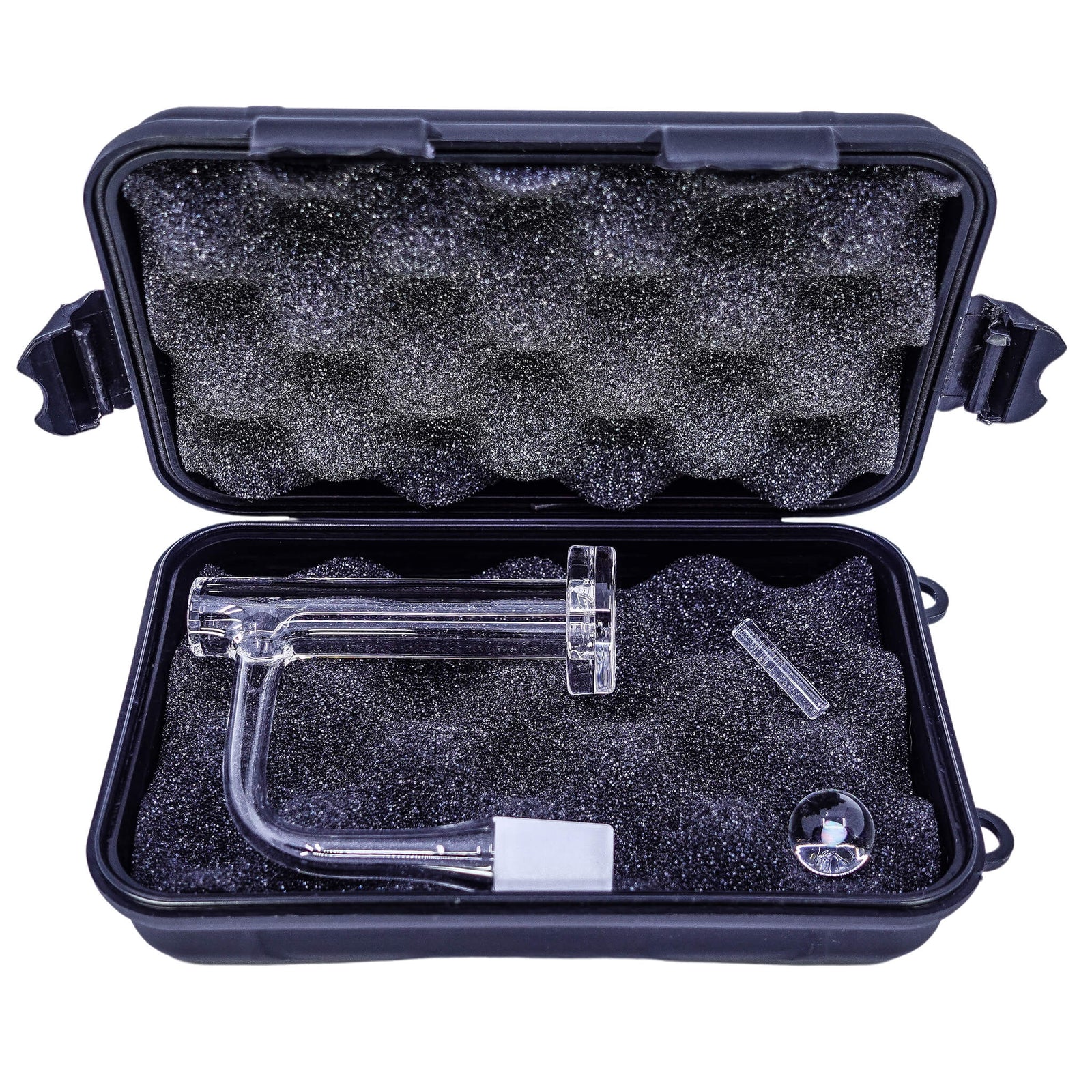 Hard Shell Protective Banger Case | Open Case Storing Two Quartz Bangers | Dabbing Warehouse