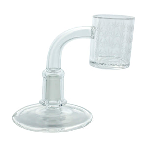 25mm Quartz Banger - Beveled Edge - Weed Leaf Bottom | Profile View | DW