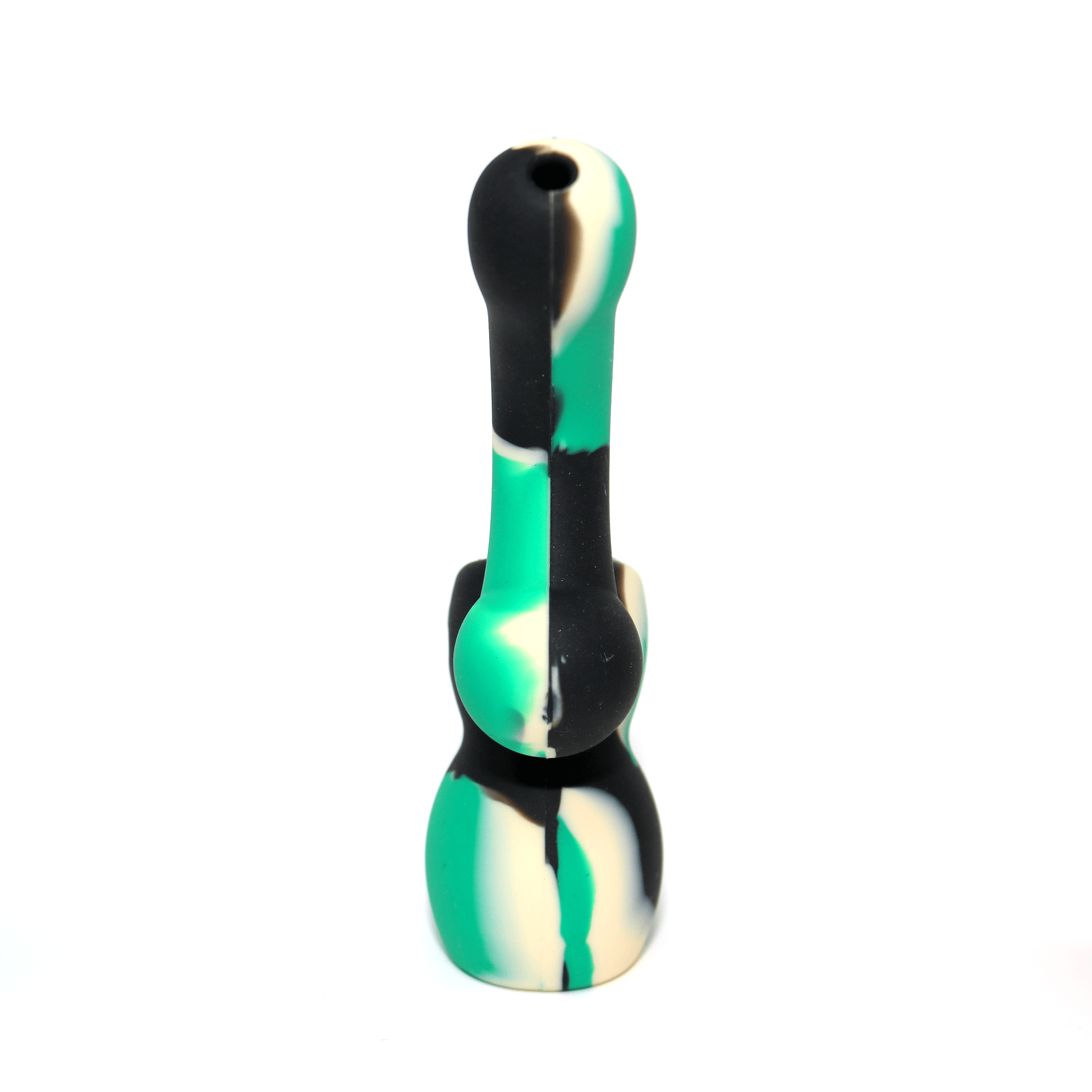Mini Silicone Bubbler - Green-Black-White-Rear