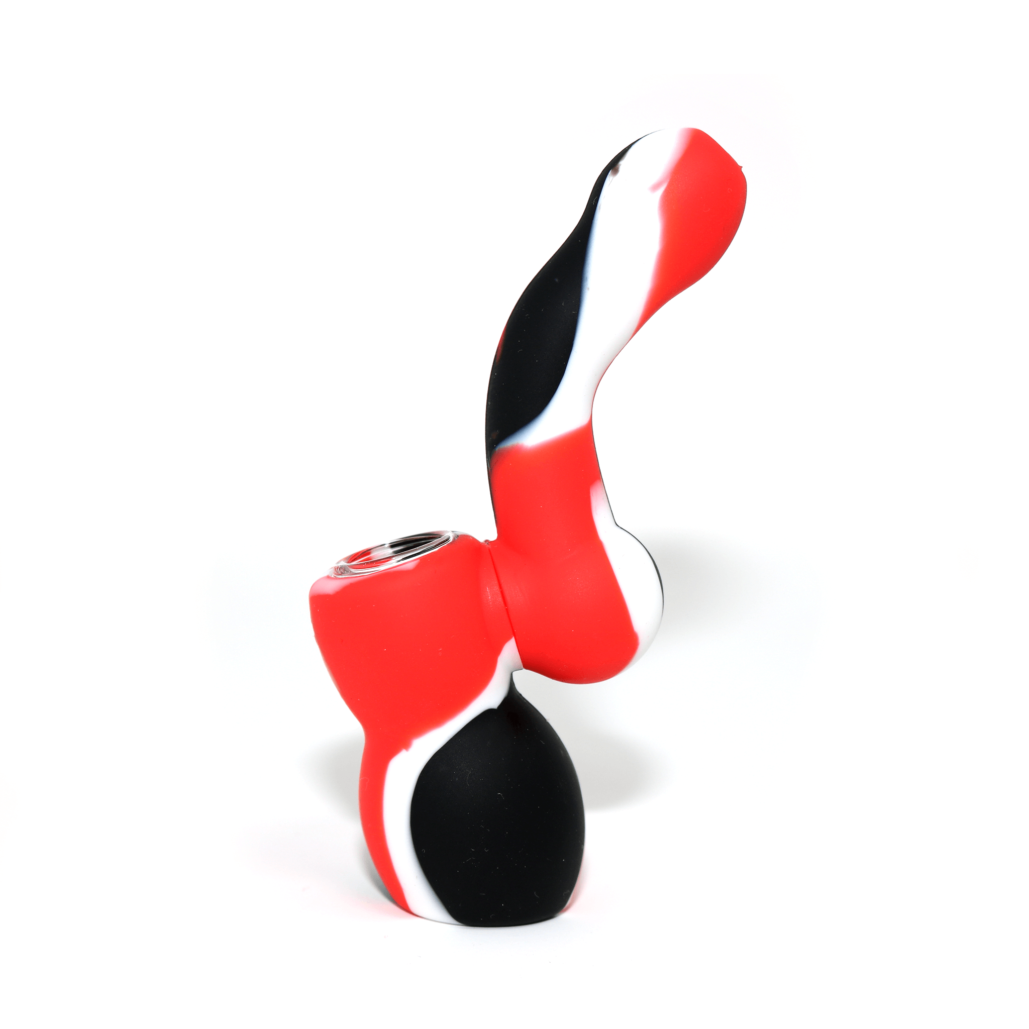 Mini Silicone Bubbler - Red-Black-White-Side