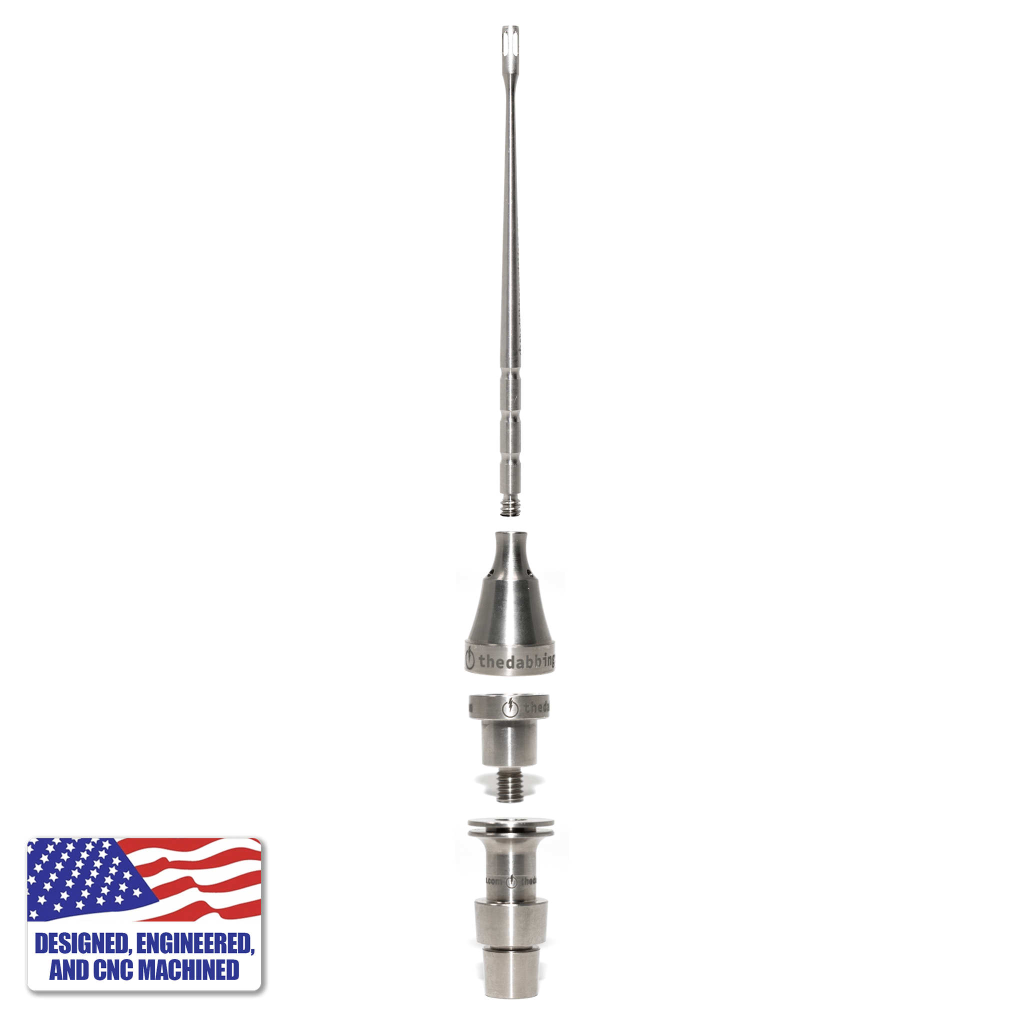 Complete Titanium Dabbing Hardware Kit - Male, 18mm/14mm, Claw Shovel | Dab Kit Full Stack View | DW