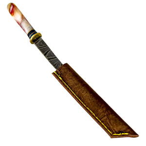 Damascus Steel Dab Knife | Knife & Case Partially Inserted View | Dabbing Warehouse
