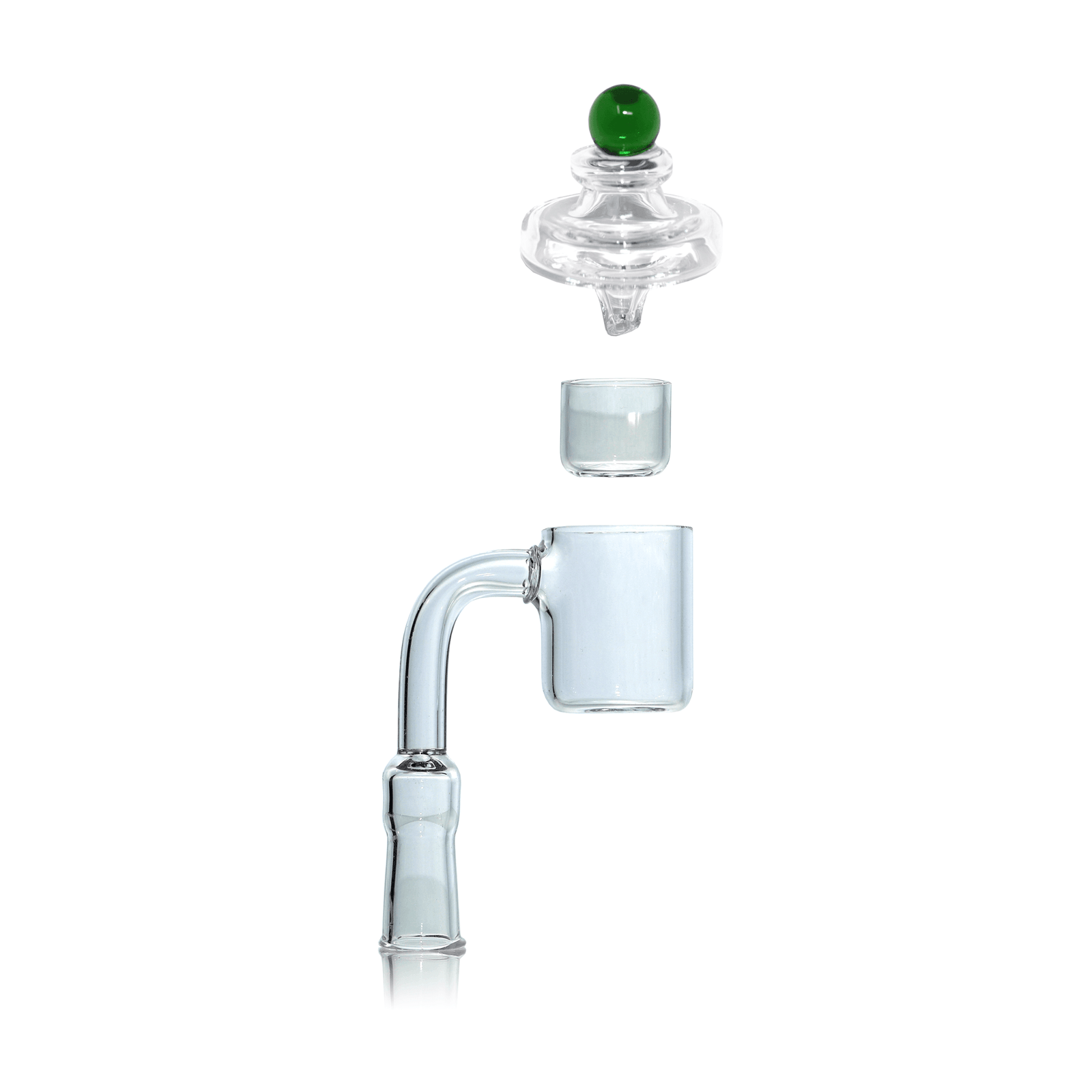 Flat Top Quartz Banger | 10mm Female | Cup Insert and Saucer Cap | Full Banger Stack View | DW