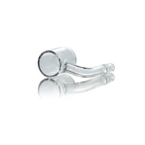 Flat Top Quartz Banger | 10mm Male | Cup Insert and Saucer Carb Cap | Banger Angled Prone View | DW