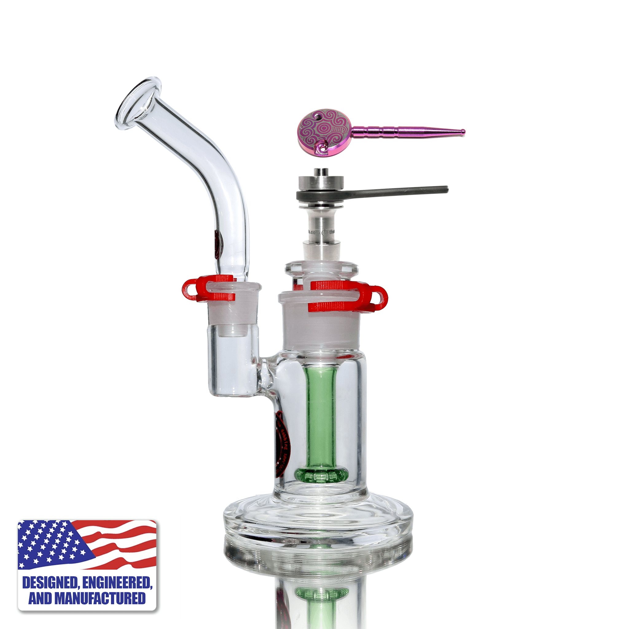 Glass and Nail Rig | Portable Kit Bubbler with Flat Coil Nail | Full View | Dabbing Warehouse
