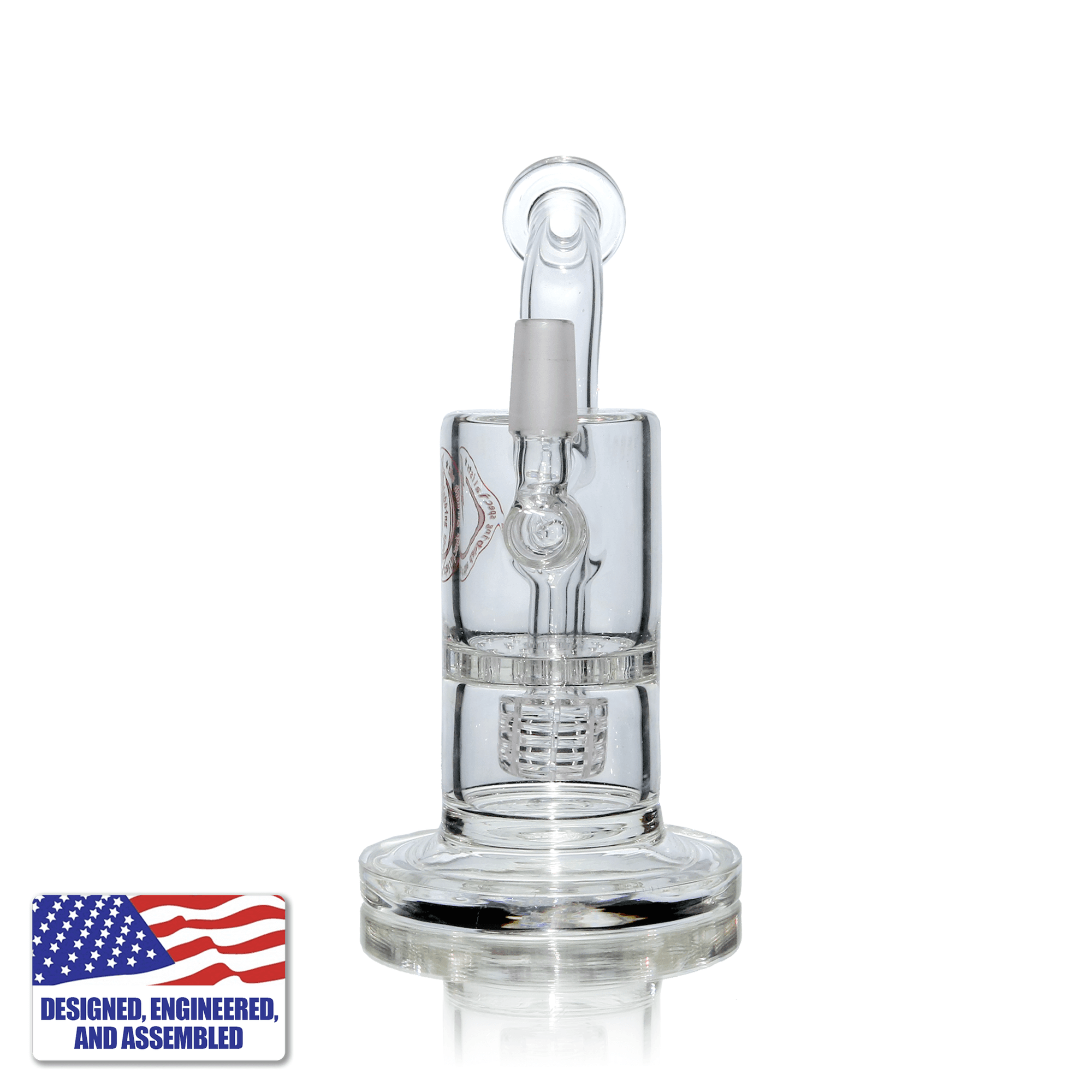 Glass Mini Dual Bubbler Water Pipe | Double Recycler | 14mm Male Joint | Dual Bubbler Front | DW