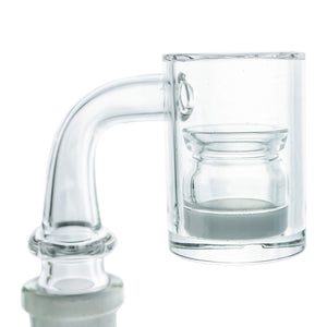 Opaque Bottom Quartz Insert Cup | V-Neck In Use View | Dabbing Warehouse