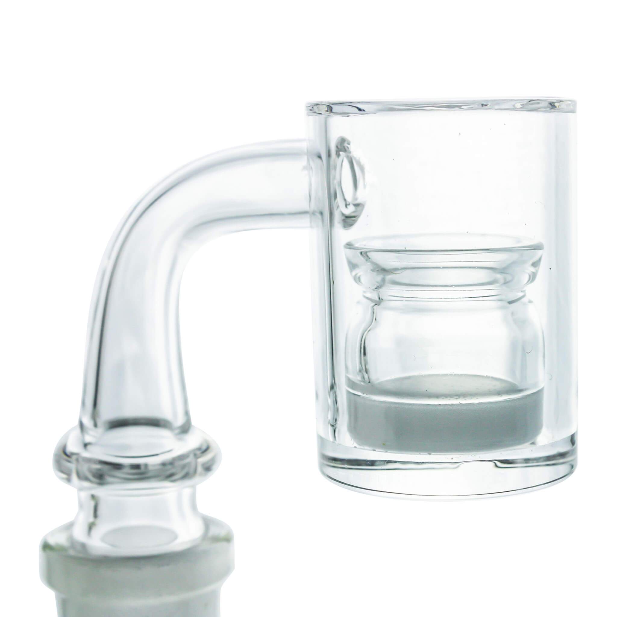 Opaque Bottom Quartz Insert Cup | V-Neck In Use View | Dabbing Warehouse