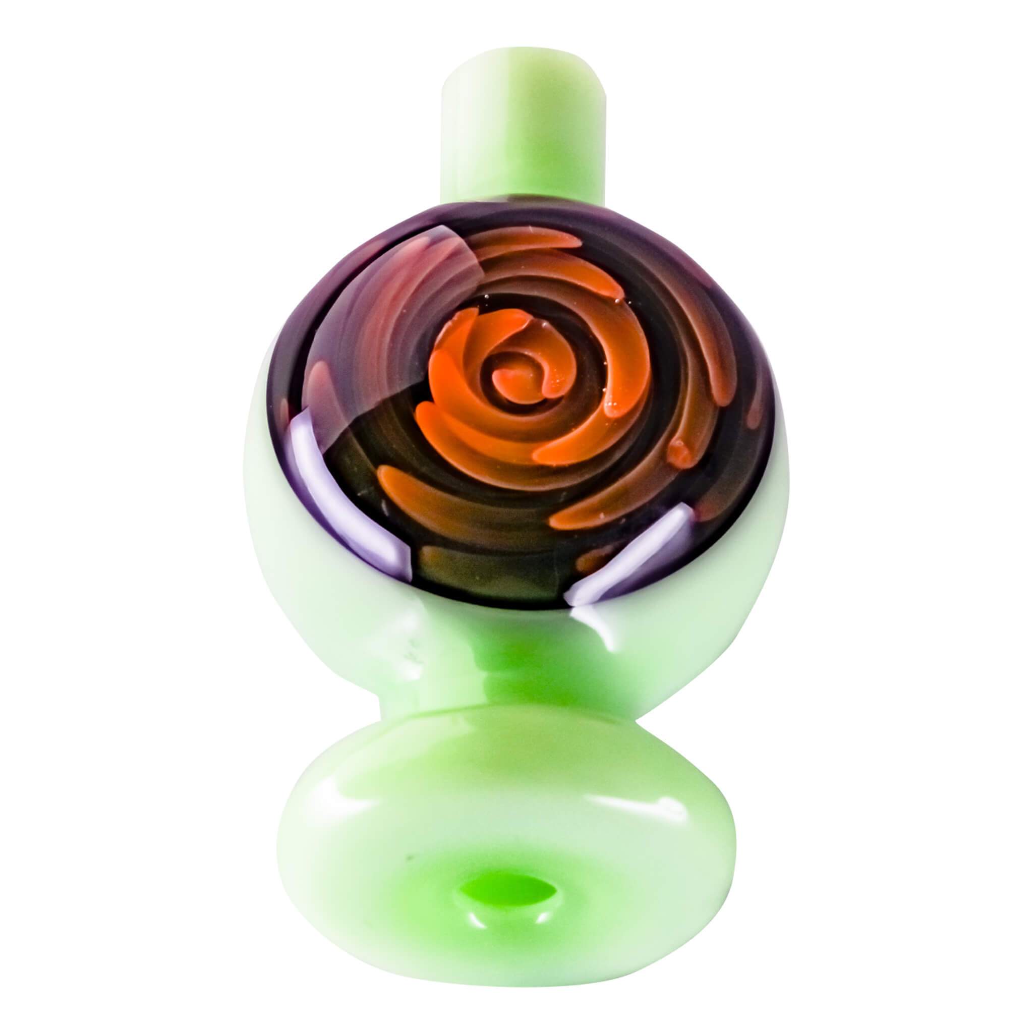 Origin Spiral Inlay Bubble Cap | Light Green Prone View | Dabbing Warehouse
