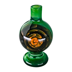 Origin Spiral Inlay Bubble Cap | Dark Green Upright View | Dabbing Warehouse