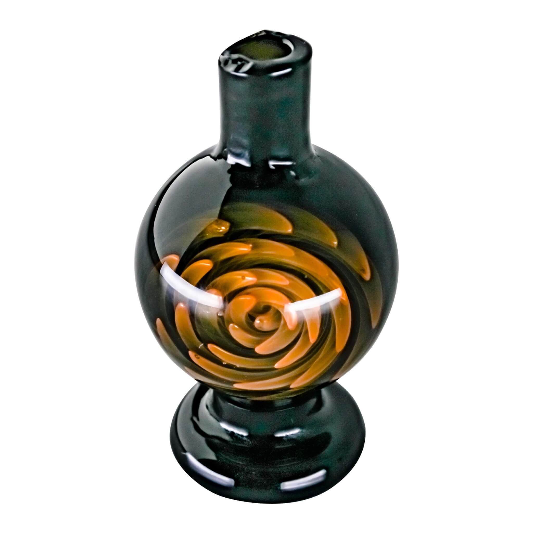 Origin Spiral Inlay Bubble Cap | Black Upright View | Dabbing Warehouse