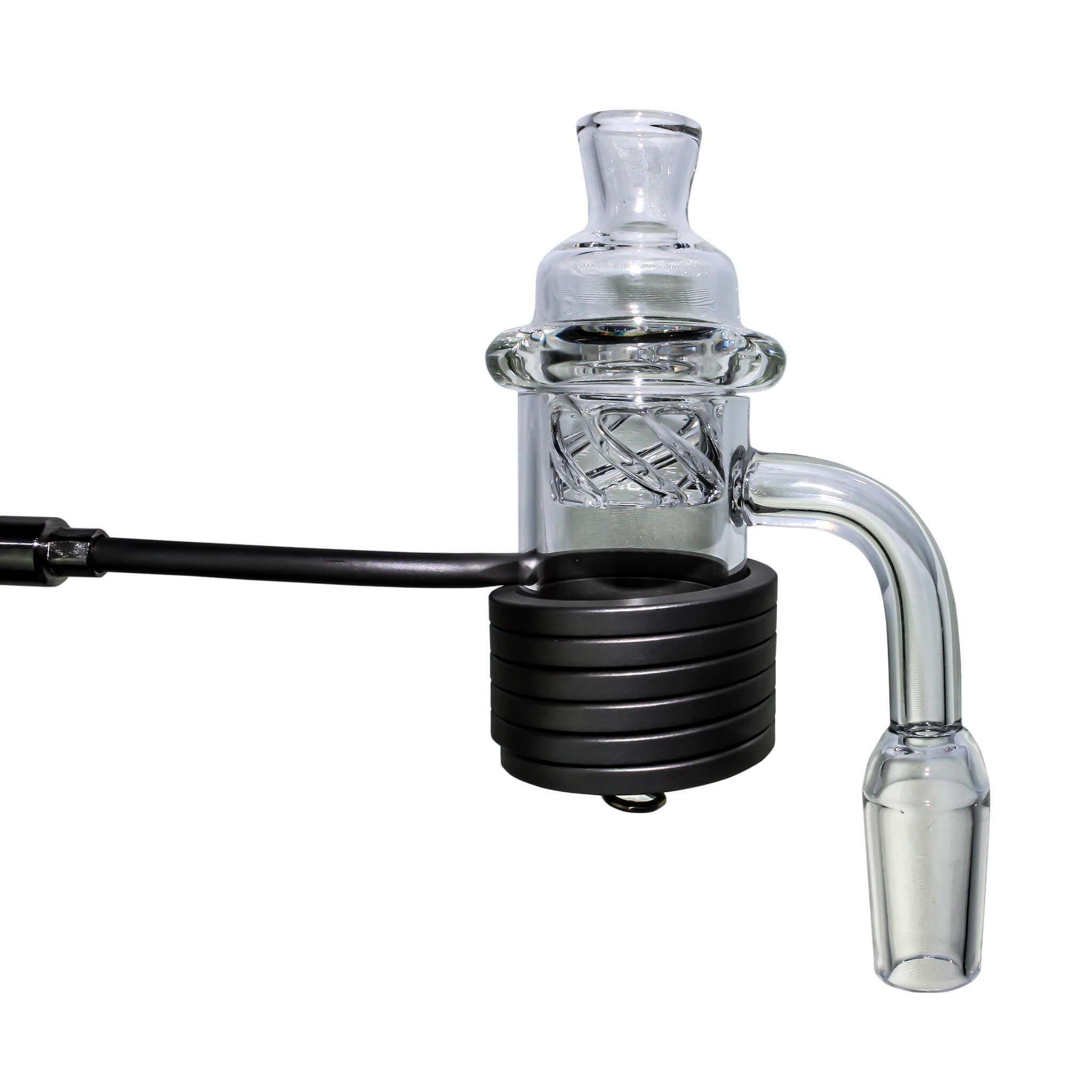 Quartz E-Banger With R-Clip for 25mm Coil (Enail) | Coil Kit In Use Profile View | DW