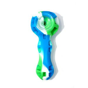 Silicone Spoon Pipe | Green & Blue Bowl View | Dabbing Warehouse