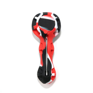 Silicone Spoon Pipe | Red & Black With Cap On View | Dabbing Warehouse