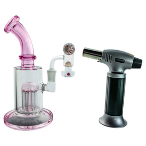 Spin Matrix Marbled Terp Slurper Complete Dabbing Kit #1 | Pink Color Kit With Torch View | DW