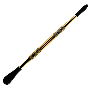 Stainless Steel Dab Tool | Gold Angled View With Caps On | Dabbing Warehouse