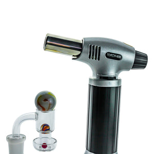 Terp Slurper, Slurper Marble, Ruby Terp Pearl Combo | Combo View With Torch With Stand | DW