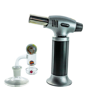 Terp Slurper, Slurper Marble, Ruby Terp Pearl Combo | Combo View With Torch With Stand | DW