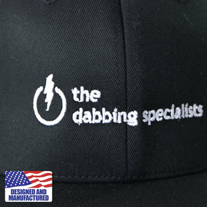 The Dabbing Specialists Bolt Hat | FlexFit | Close Up Logo View | Dabbing Warehouse