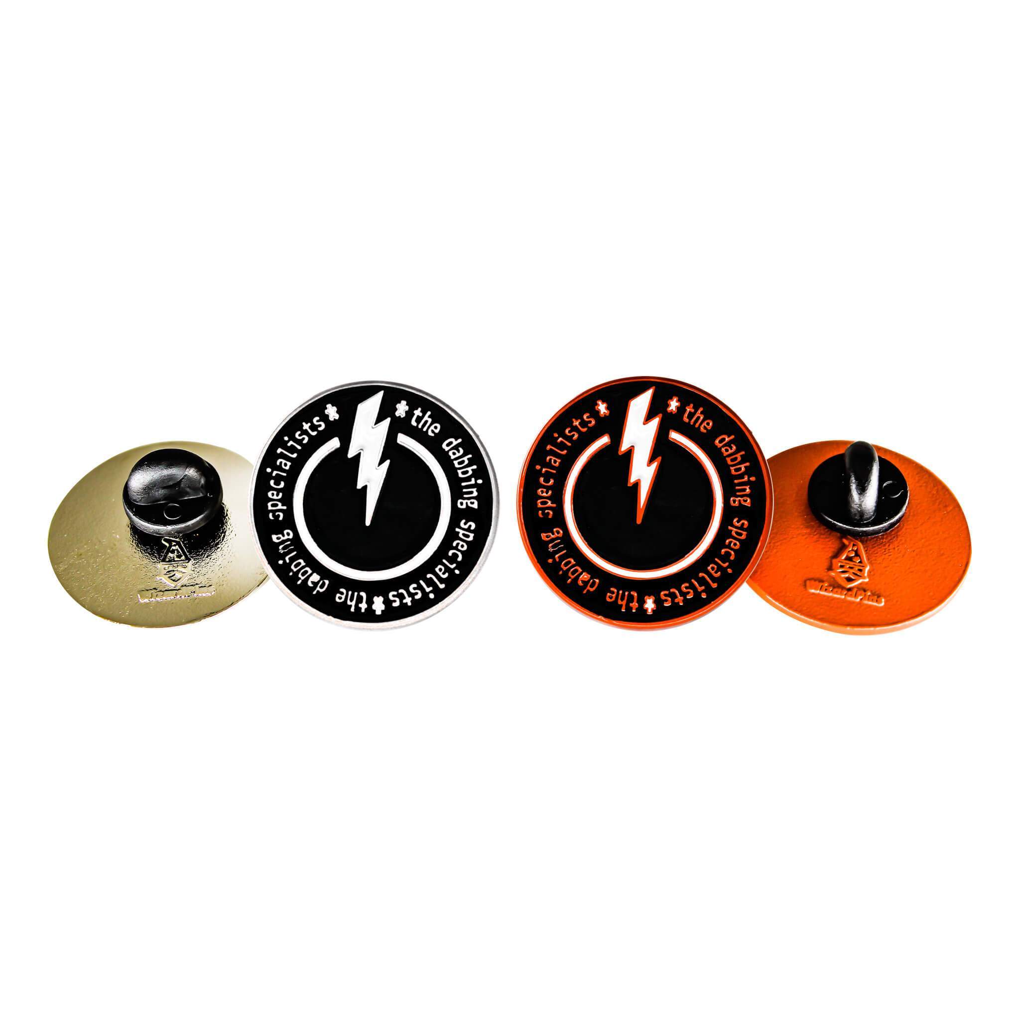 the dabbing specialists Soft Enamel Logo Pin | Both Color Styles Front & Rear View | DW