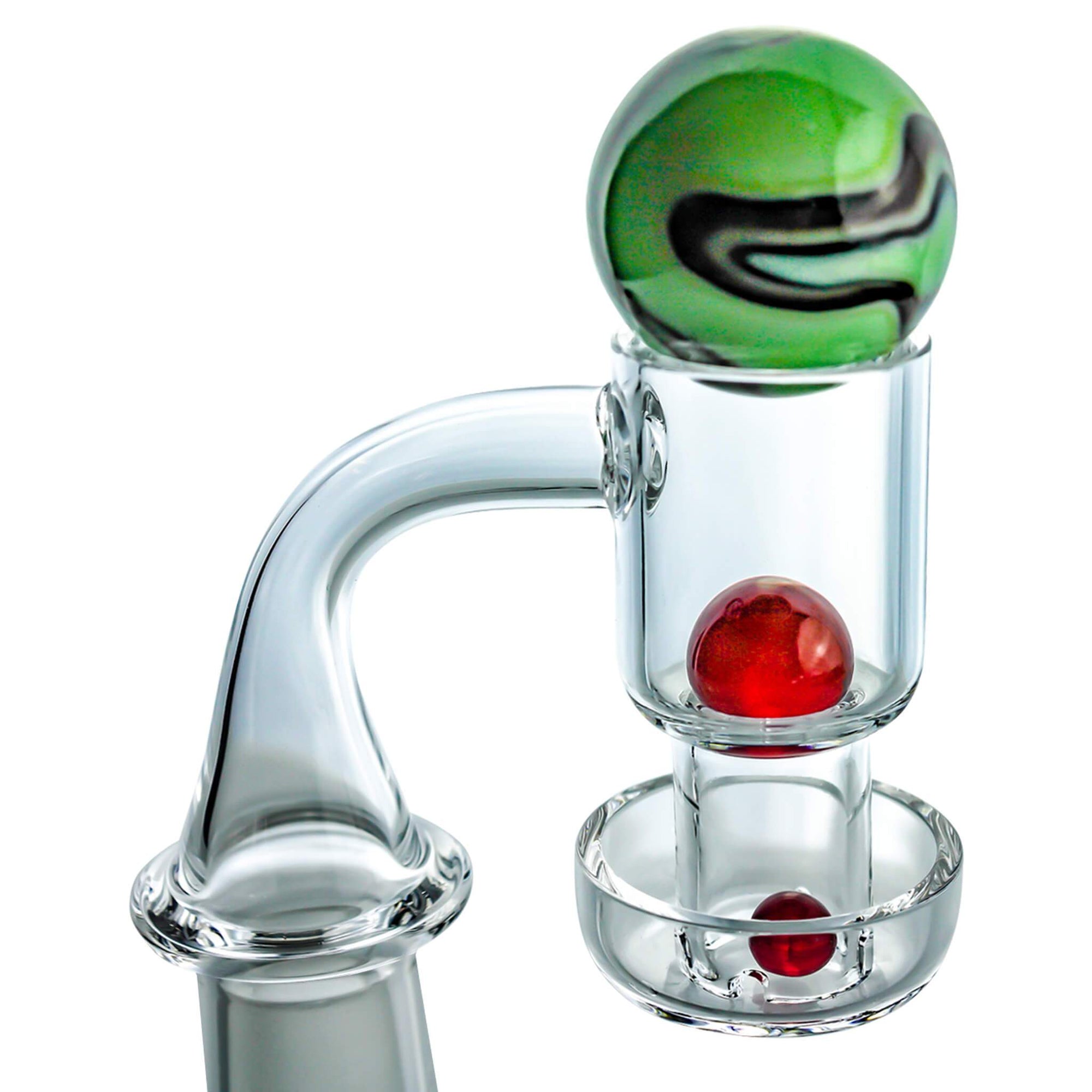 VacTube Slurper Ruby™ | 12mm | Valve Marble In Banger With Full Stack View | Dabbing Warehouse