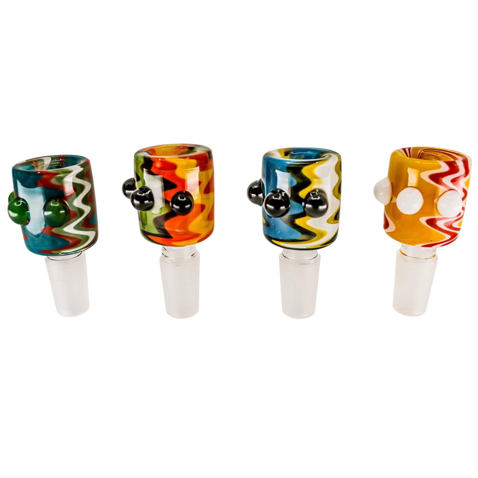 Wavy Mug Flower Bowl | Four Color Variation Profile View | Dabbing Warehouse