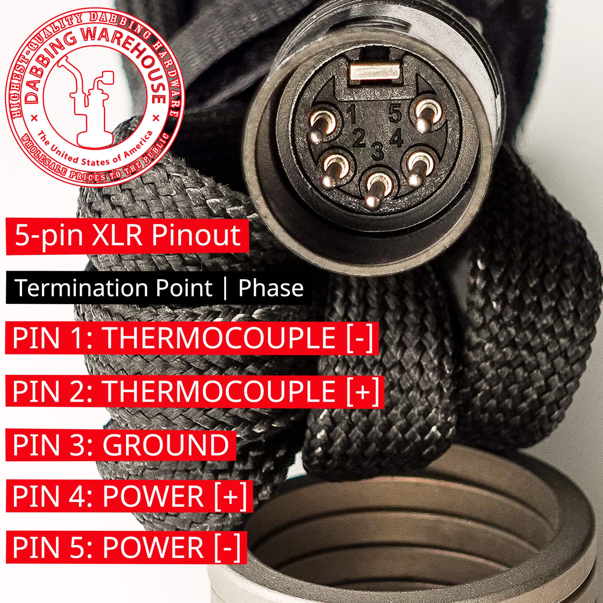 25mm Coil Heater | 5-pin XLR Pinout Diagram Standard | Dabbing Warehouse