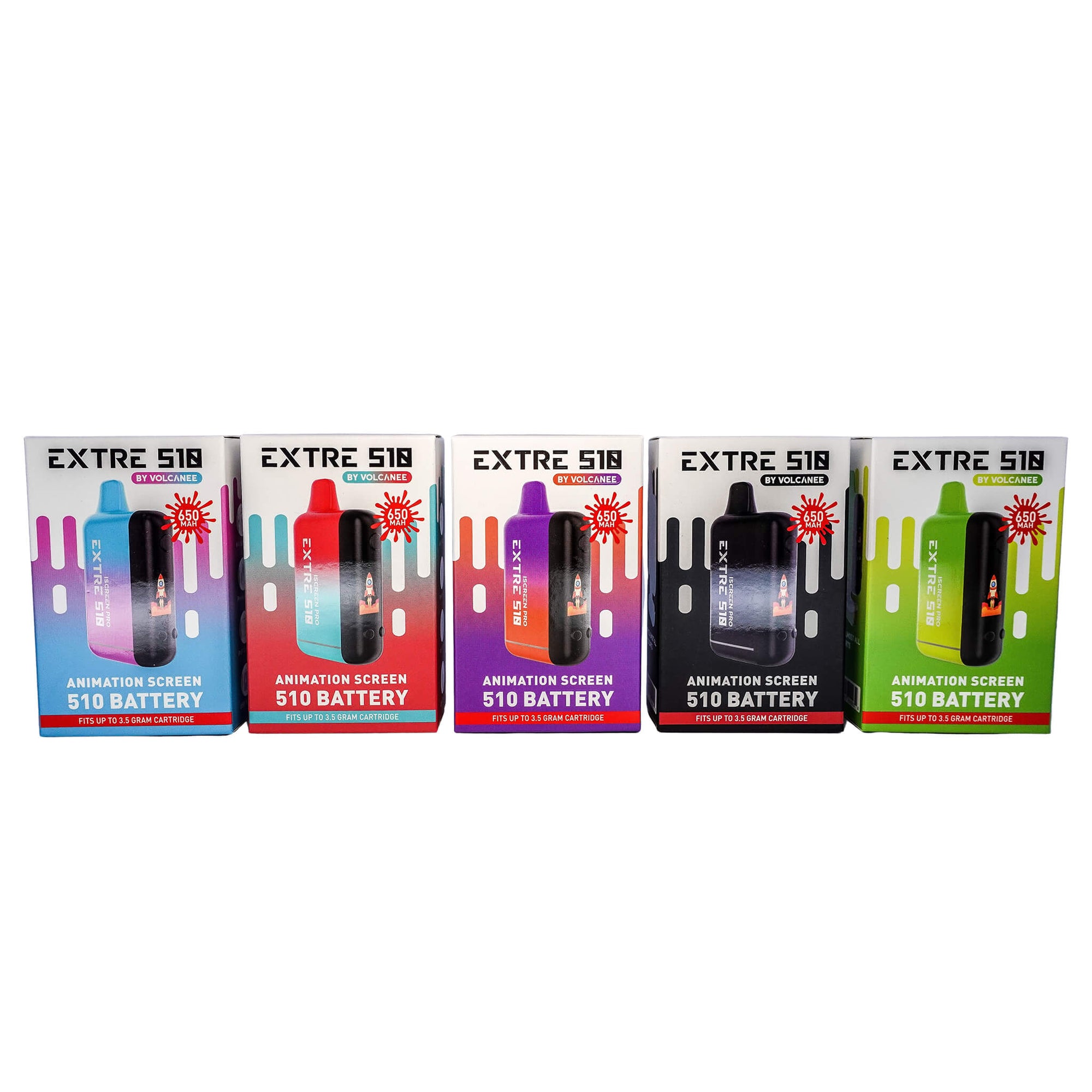 Extre 510 Vape Cartridge Battery | All Colorways Box Front View | DW