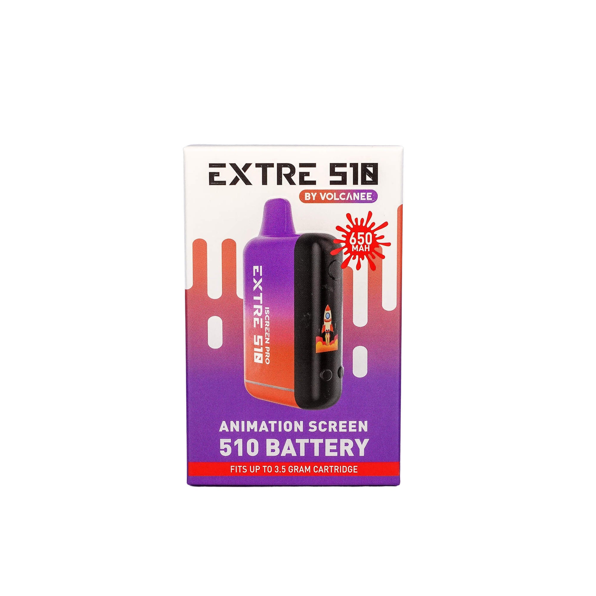 Extre 510 Vape Cartridge Battery | Purple-Orange Color Box Profile View | DW