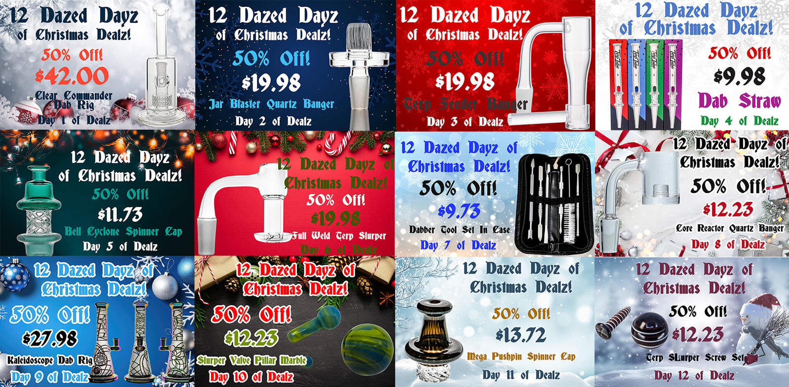 All 12 Dazed Dayz of Christmas Dealz Graphic