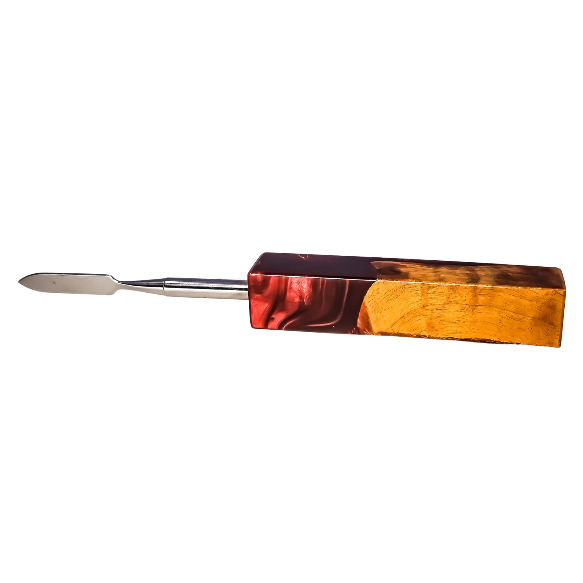 Pointed Blade Titanium Dabber Tool | Amber Handle Color View | Dabbing Warehouse