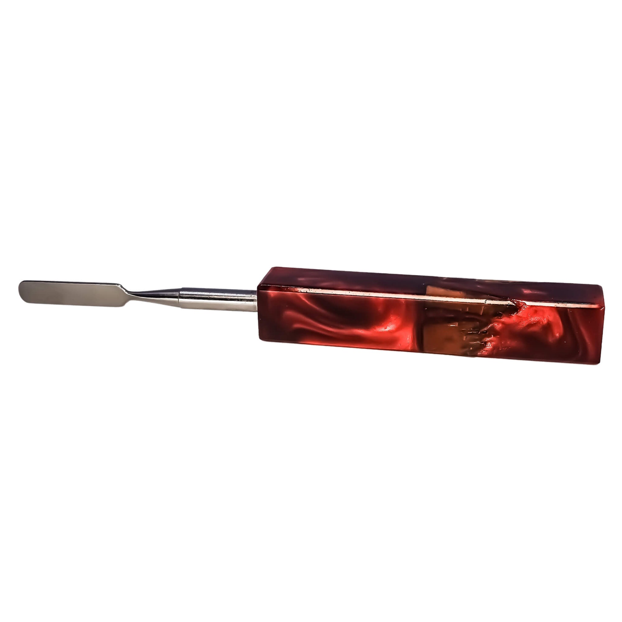 Rounded Blade Titanium Dabber Tool | Amber & Wood Profile View | Dabbing Warehouse