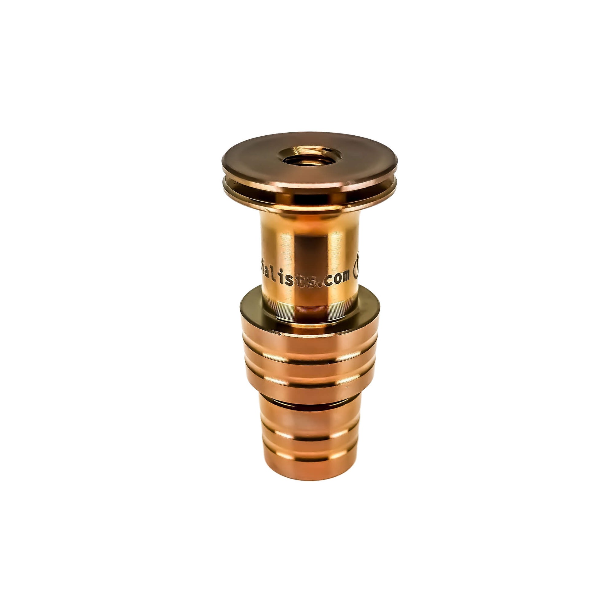 Titanium Male Nail Body Adapter | 18mm, 14mm | Amber Color Top Down View | Dabbing Warehouse