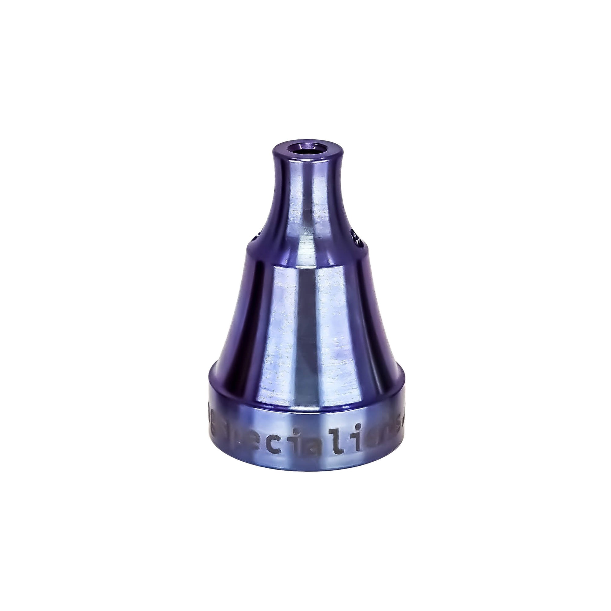 Titanium Universal 2-Hole Carb Cap | High Velocity | Anodized Purple-Blue Profile View | DW
