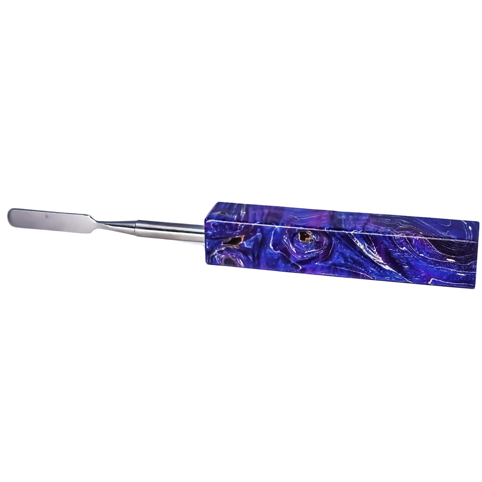 Rounded Blade Titanium Dabber Tool | Blue & Purple Profile View | Dabbing Warehouse