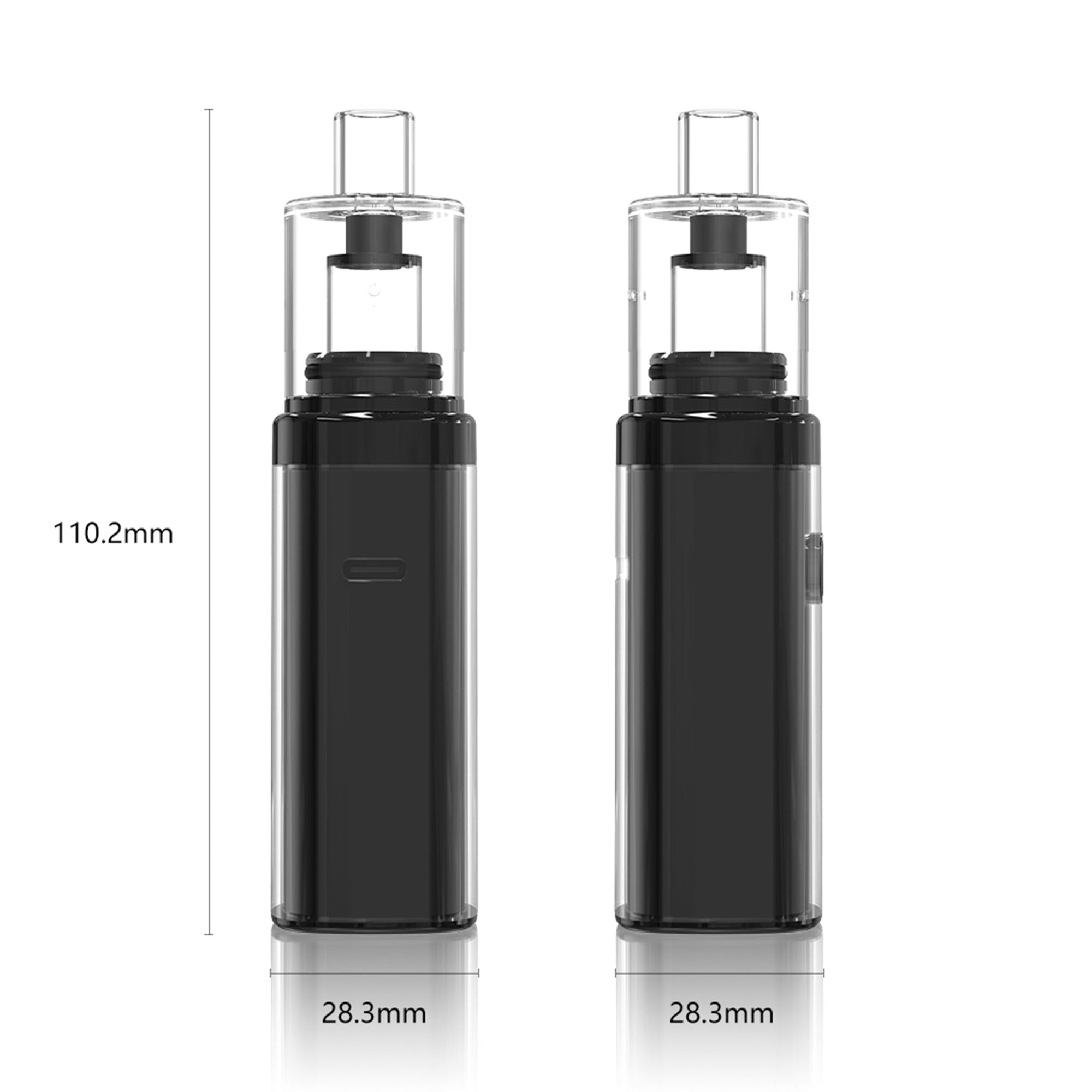 Zylo Portable Concentrate E-Rig Kit | Black Profile Dimension Image | DW