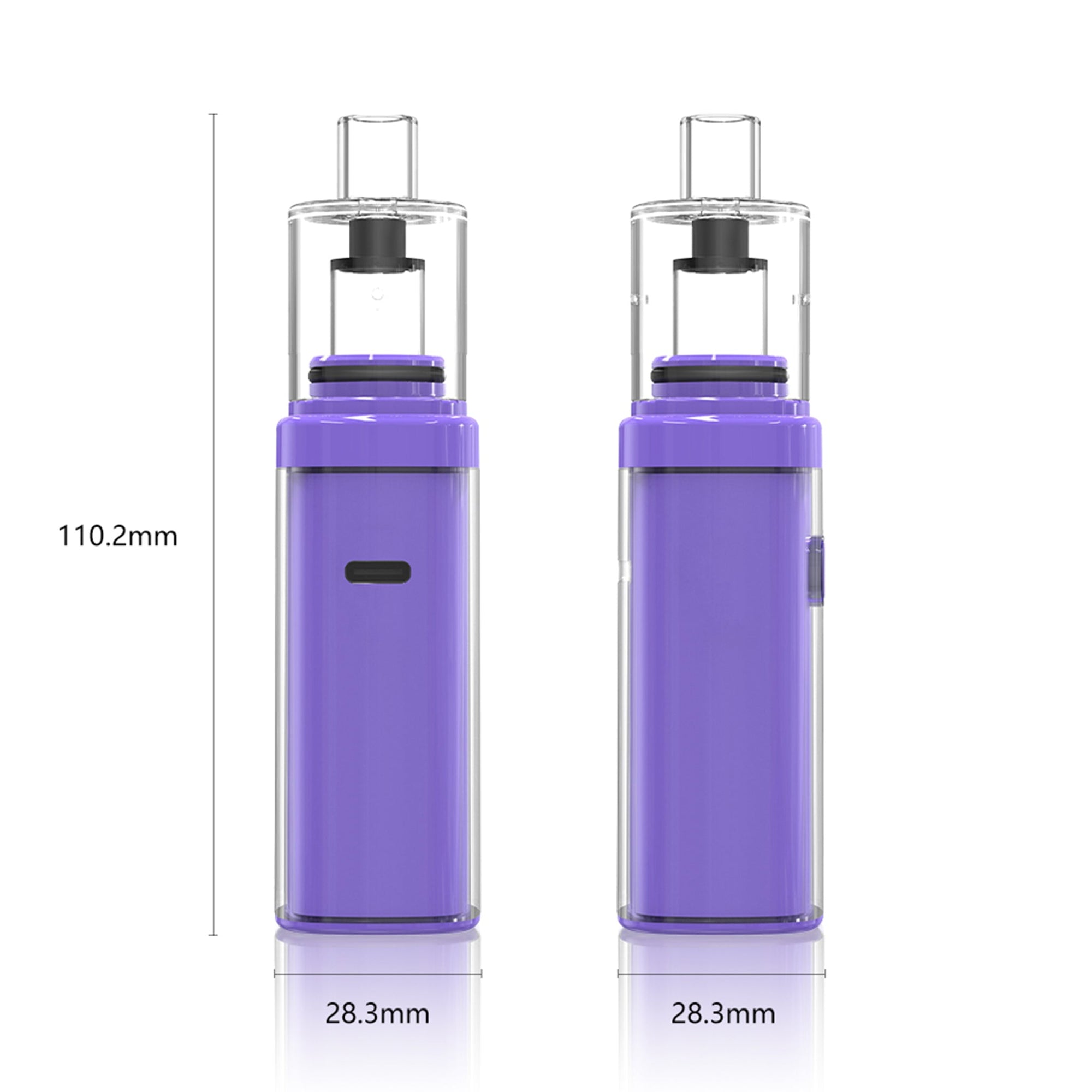 Zylo Portable Concentrate E-Rig Kit | Purple Profile Dimension Image | DW
