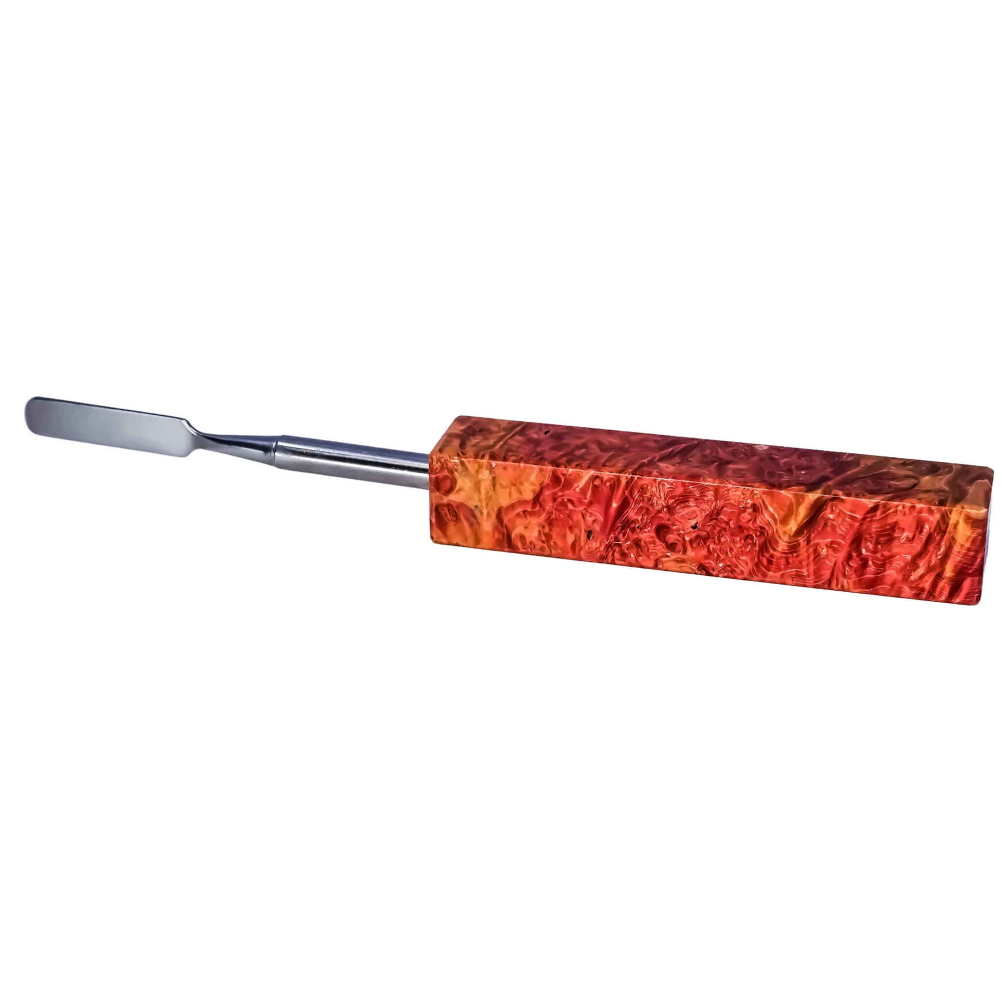 Rounded Blade Titanium Dabber Tool | Orange & Yellow Profile View | Dabbing Warehouse
