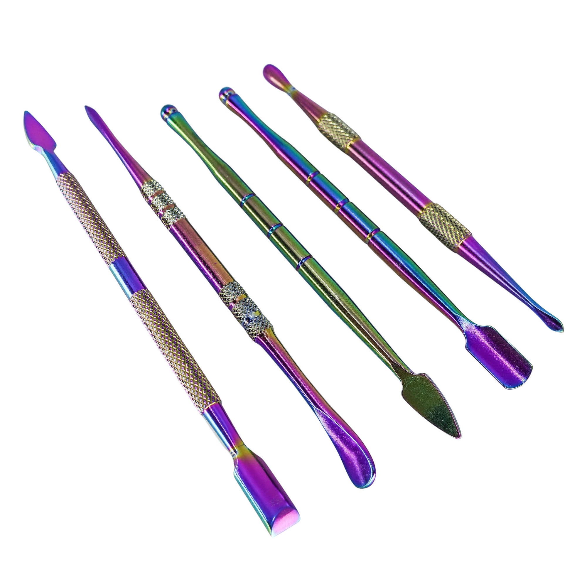 Rainbow Anodized Dab Tool Set | Angle Close Up View | Dabbing Warehouse