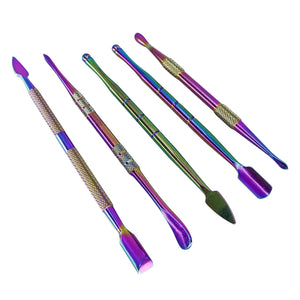 Rainbow Anodized Dab Tool Set | Angle Close Up View | Dabbing Warehouse