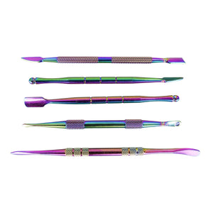 Rainbow Anodized Dab Tool Set | Horizontal Close Up View | Dabbing Warehouse