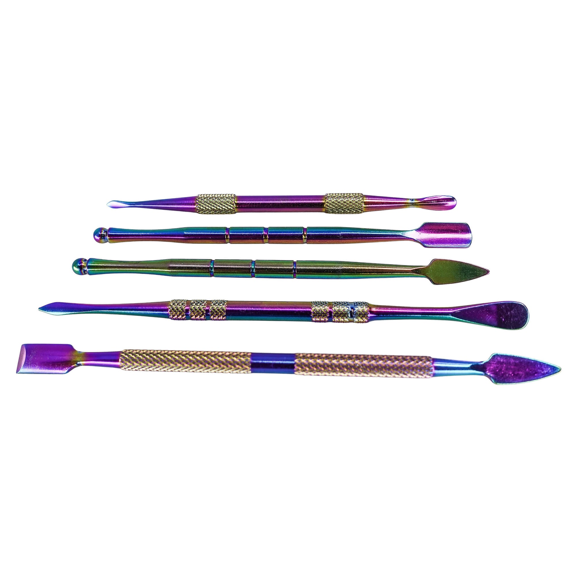 Rainbow Anodized Dab Tool Set | Alternate Horizontal Close Up View | Dabbing Warehouse