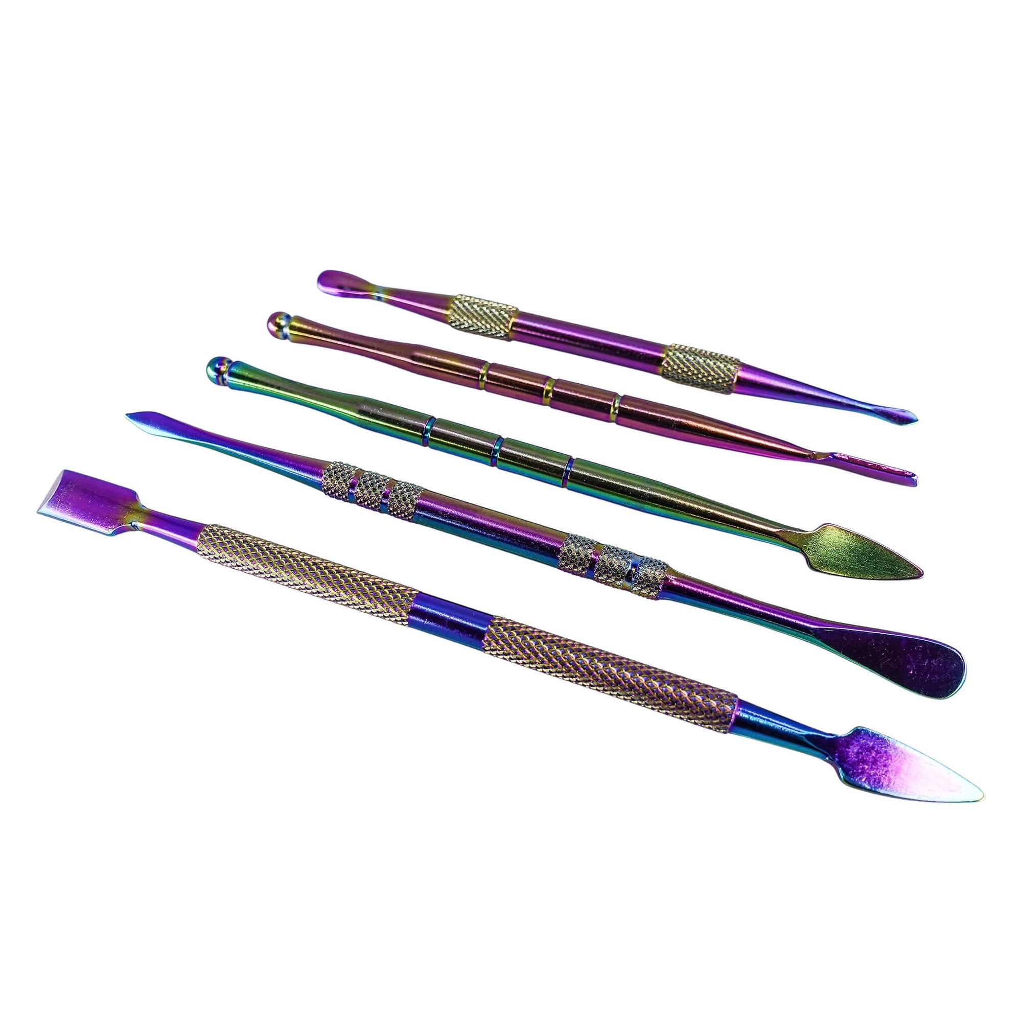 Rainbow Anodized Dab Tool Set | Alternate Angled Close Up View | TDS